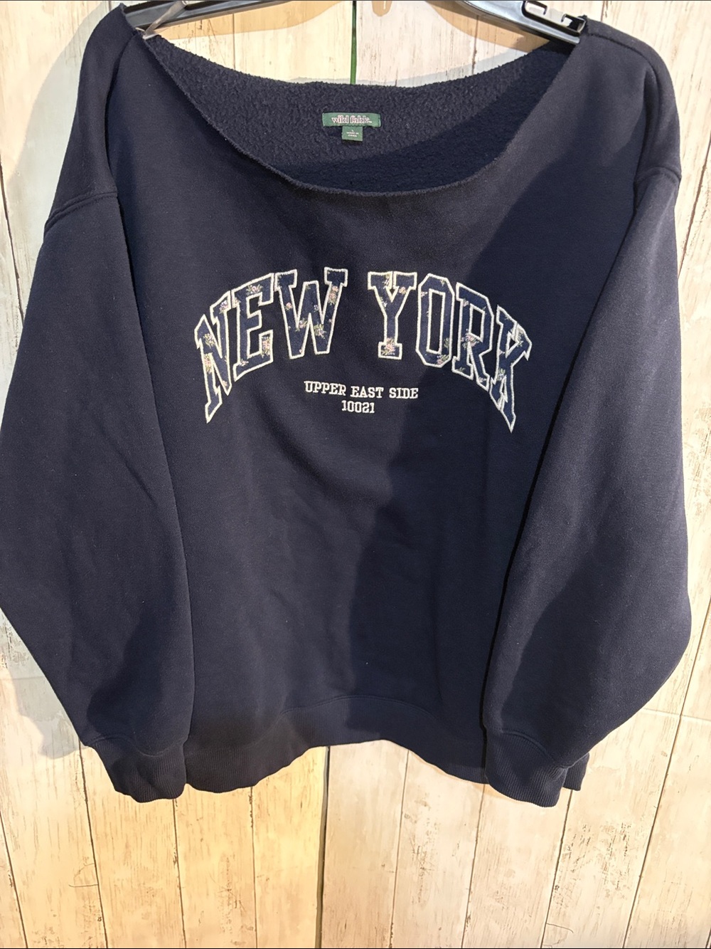 wild fable Navy "New York" off shoulder Sweatshirt